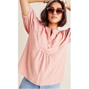 Anthropologie Elinor Cottagecore Puff Sleeve Textured Top